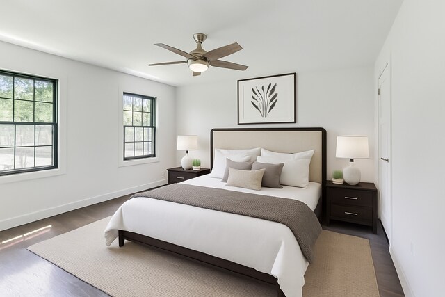 151 S Whitehall Ct, Palatine, IL 60067 - bedroom with multiple windows, wood finished floors, and ceiling fan