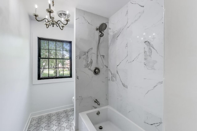 151 S Whitehall Ct, Palatine, IL 60067 - bathroom featuring a chandelier and tub / shower combination