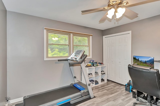 17242 Odell Ave, Tinley Park, IL 60477 - office with ceiling fan and light wood-type flooring