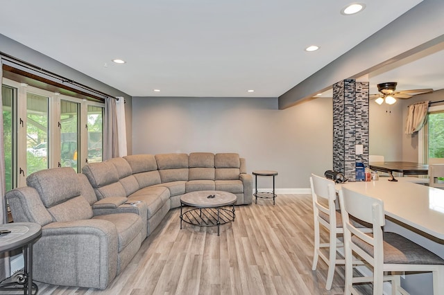 17242 Odell Ave, Tinley Park, IL 60477 - living area featuring recessed lighting, light wood-type flooring, and a ceiling fan