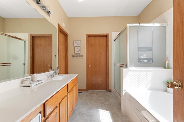 1611 Wintercrest Ln, Shorewood, IL 60404 - bathroom with a stall shower, vanity, and a garden tub