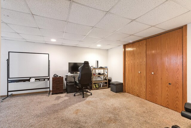 1611 Wintercrest Ln, Shorewood, IL 60404 - carpeted office with a paneled ceiling and recessed lighting
