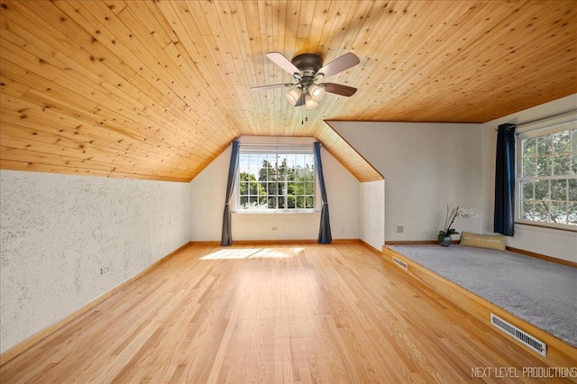 680 N Grace St, Lombard, IL 60148 - additional living space with wood ceiling, plenty of natural light, wood finished floors, a ceiling fan, and vaulted ceiling