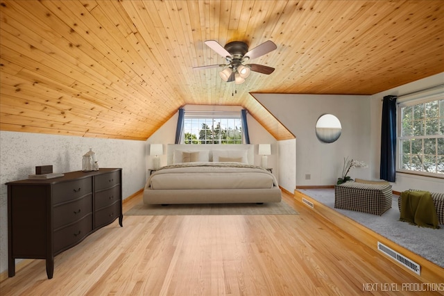680 N Grace St, Lombard, IL 60148 - bedroom featuring wood ceiling, multiple windows, lofted ceiling, wood finished floors, and ceiling fan