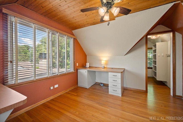680 N Grace St, Lombard, IL 60148 - unfurnished office with lofted ceiling, light wood finished floors, and ceiling fan