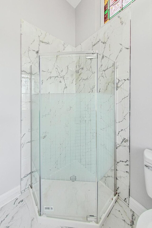 200 W Crawford St, Peotone, IL 60468 - bathroom with marble finish floors and a marble finish shower