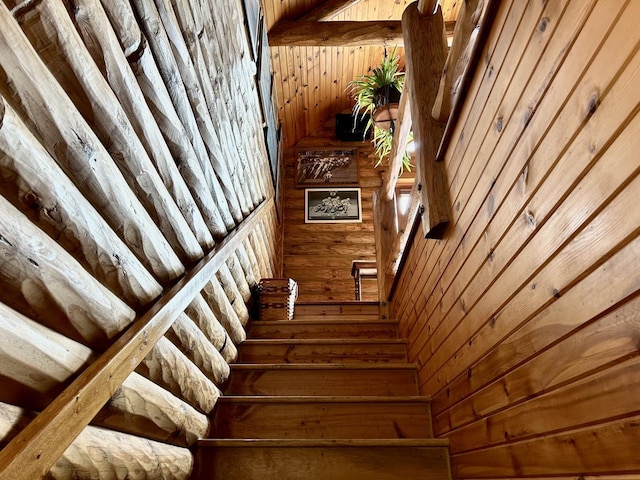 3468 E Spring Creek Dr, Ladd, IL 61329 - staircase featuring wooden walls