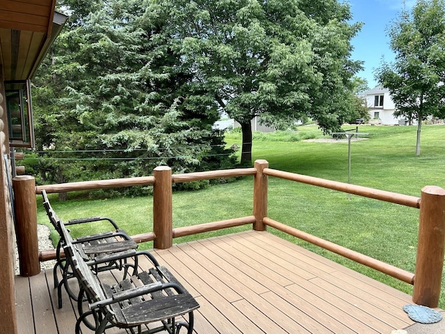 3468 E Spring Creek Dr, Ladd, IL 61329 - wooden deck featuring a yard