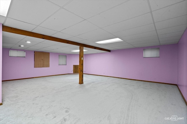 1453 Yale Ct, Naperville, IL 60565 - finished below grade area with carpet flooring, a paneled ceiling, and recessed lighting