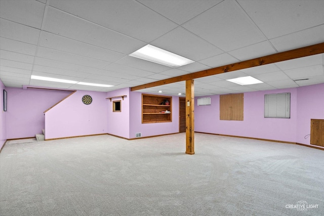 1453 Yale Ct, Naperville, IL 60565 - finished below grade area featuring carpet floors and a paneled ceiling