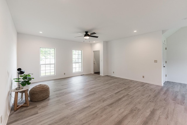 402 N St, Monroe Center, IL 61052 - empty room with a ceiling fan, light wood-type flooring, and recessed lighting