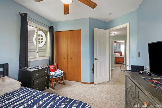 2184 N Masters Ln, Lake Villa, IL 60046 - carpeted bedroom with a closet and a ceiling fan