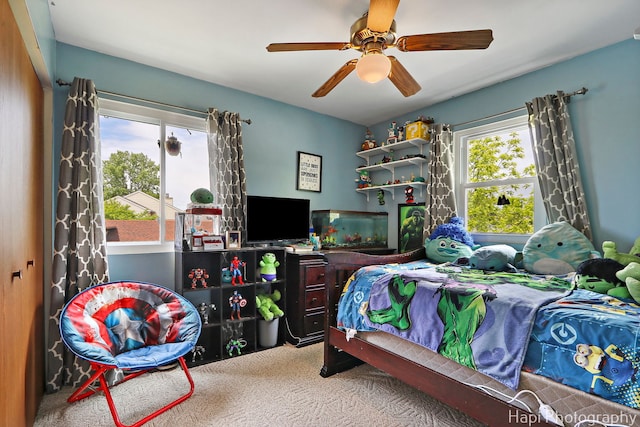 2184 N Masters Ln, Lake Villa, IL 60046 - bedroom featuring multiple windows, carpet, and a ceiling fan