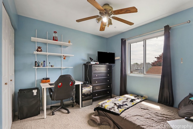 2184 N Masters Ln, Lake Villa, IL 60046 - bedroom with carpet, a desk, and a ceiling fan