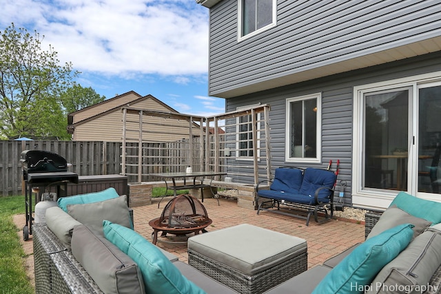 2184 N Masters Ln, Lake Villa, IL 60046 - view of patio with an outdoor living space with a fire pit and area for grilling