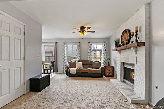 2184 N Masters Ln, Lake Villa, IL 60046 - carpeted living room with ceiling fan and a fireplace