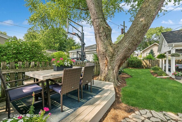 406 S Evergreen Ave, Arlington Heights, IL 60005 - wooden terrace featuring outdoor dining area and a fenced backyard