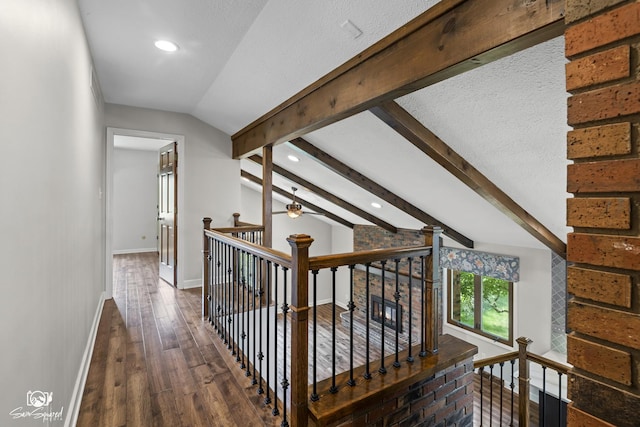 509 Apollo Dr, Joliet, IL 60435 - corridor with an upstairs landing, recessed lighting, and dark wood finished floors