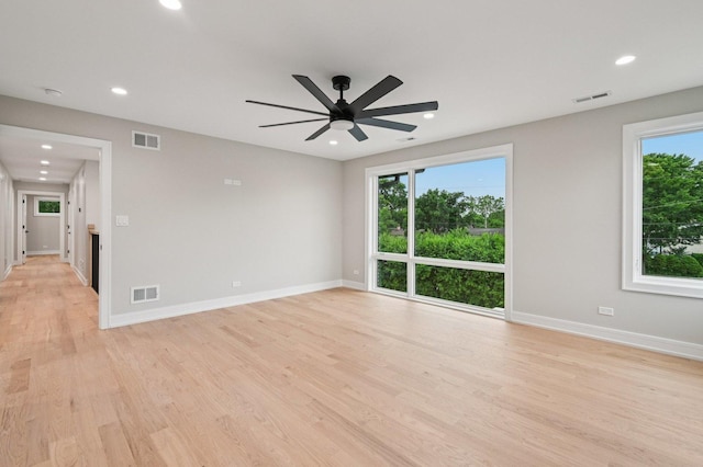 2700 Fontana Dr, Glenview, IL 60025 - spare room with light wood-type flooring, recessed lighting, ceiling fan, and a smoke detector