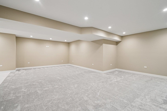 2700 Fontana Dr, Glenview, IL 60025 - finished below grade area featuring light colored carpet and recessed lighting