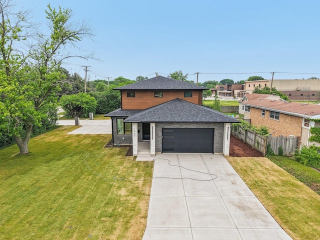 2700 Fontana Dr, Glenview, IL 60025 - view of front of home with a shingled roof, an attached garage, brick siding, and driveway