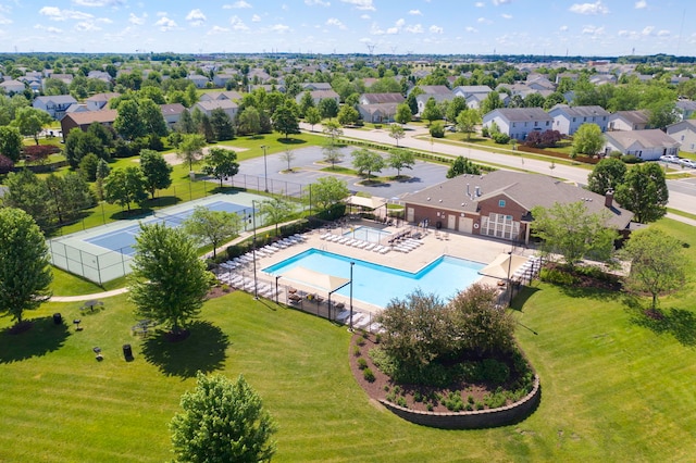 1423 Red Top Ln, Minooka, IL 60447 - aerial perspective of suburban area featuring a pool