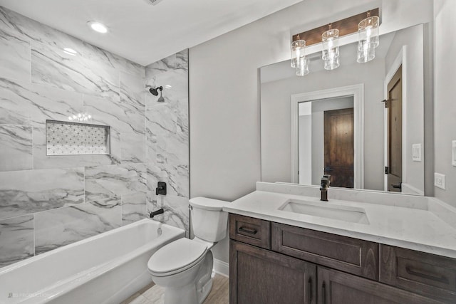 20145 Waterview Trl, Frankfort, IL 60423 - full bathroom with vanity, shower / bath combination, and a chandelier