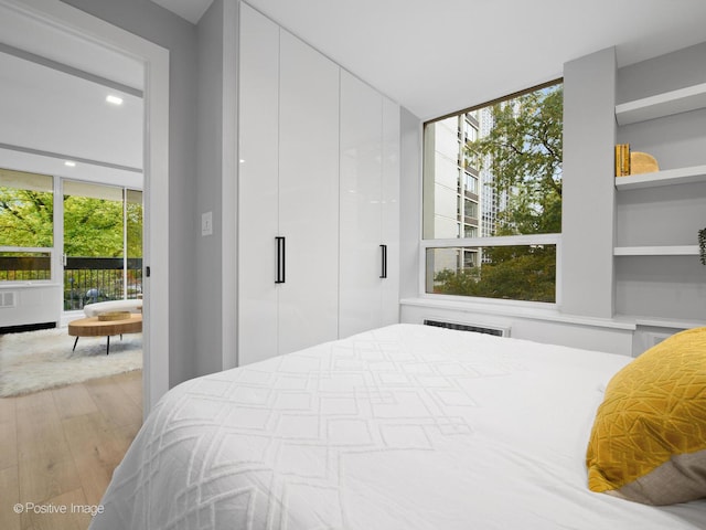 1455 N Sandburg Ter Unit 209B, Chicago, IL 60610 - bedroom featuring wood finished floors, multiple windows, and recessed lighting