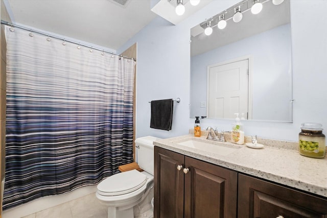 4301 Barry Ln, Oak Forest, IL 60452 - bathroom with vanity, tile patterned floors, and curtained shower