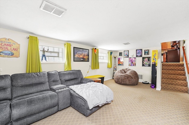 4301 Barry Ln, Oak Forest, IL 60452 - living area with plenty of natural light, stairway, and light carpet