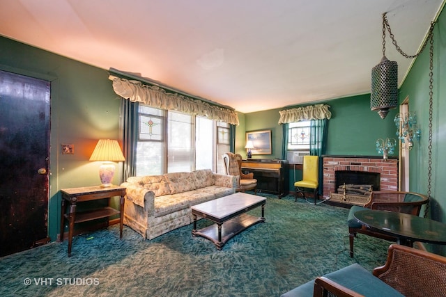 2506 Sigwalt St, Rolling Meadows, IL 60008 - carpeted living room featuring a fireplace and cooling unit