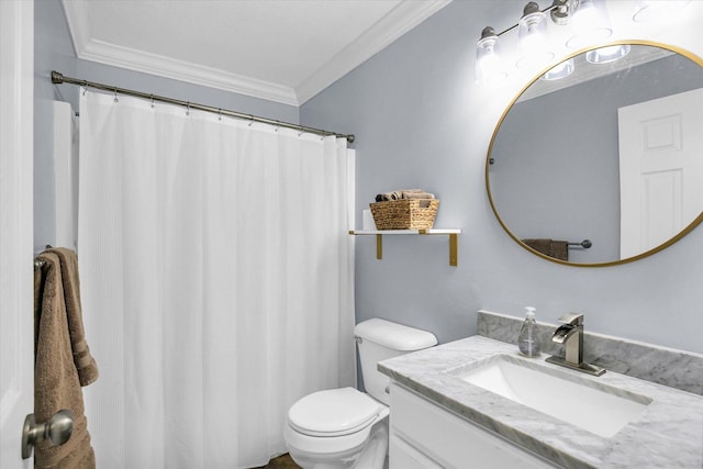1901 Sumac Dr, Champaign, IL 61821 - bathroom with vanity, crown molding, and a shower with shower curtain