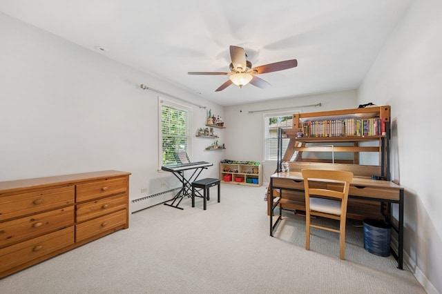 806 S Walnut Ave, Arlington Heights, IL 60005 - carpeted office featuring ceiling fan, healthy amount of natural light, and a baseboard heating unit