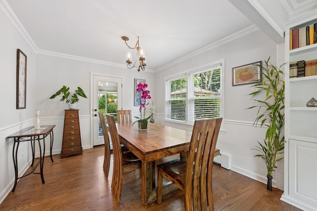 806 S Walnut Ave, Arlington Heights, IL 60005 - dining space with a chandelier, ornamental molding, and dark wood-style floors