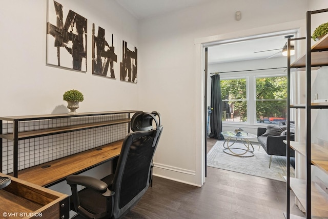1709 W Wallen Ave Unit 1J, Chicago, IL 60626 - office area featuring wood finished floors and ceiling fan