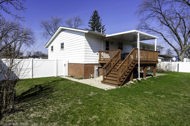 651 Clearmont Dr, Elk Grove Village, IL 60007 - back of house featuring stairs and a wooden deck