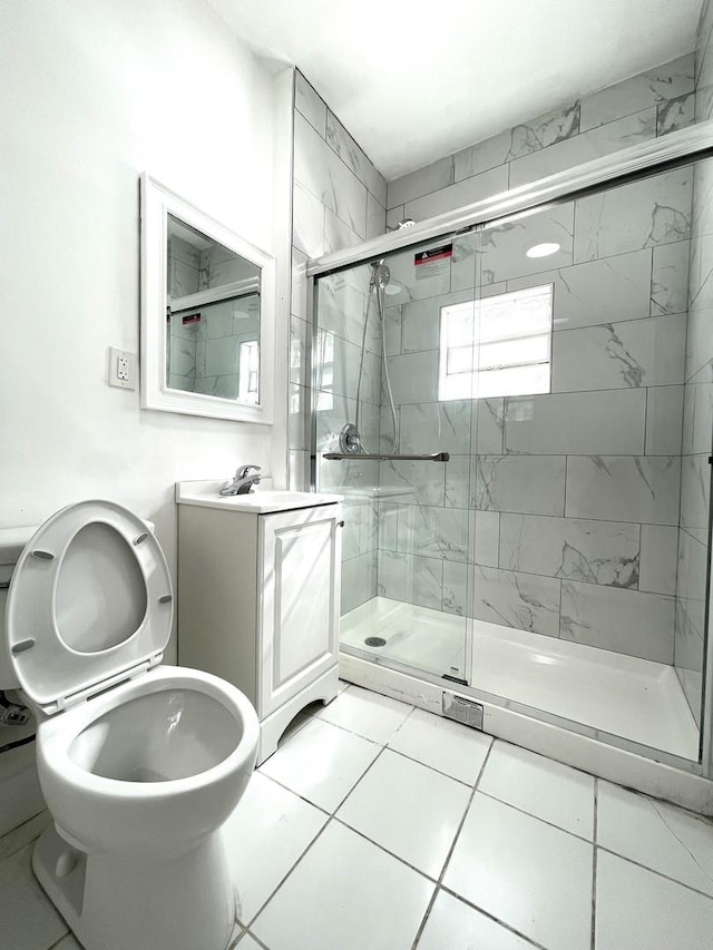 1321 E Ave, Berwyn, IL 60402 - bathroom with vanity, a shower stall, and tile patterned flooring