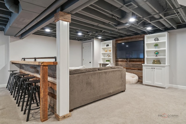 2135 Kenton Ln, Libertyville, IL 60048 - carpeted living area with baseboards and a bar