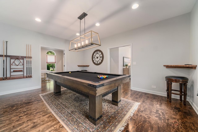 2135 Kenton Ln, Libertyville, IL 60048 - rec room featuring billiards, wood finished floors, and recessed lighting