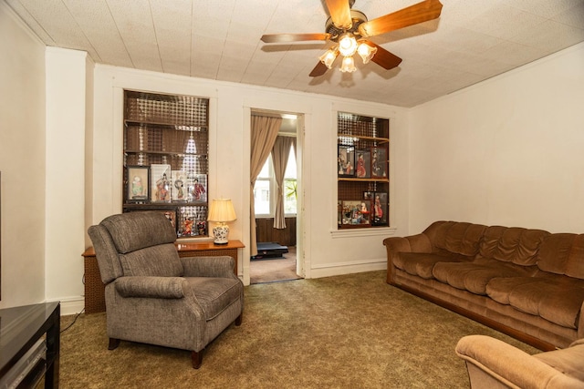5028 N Sawyer Ave, Chicago, IL 60625 - carpeted living area featuring ceiling fan and ornamental molding