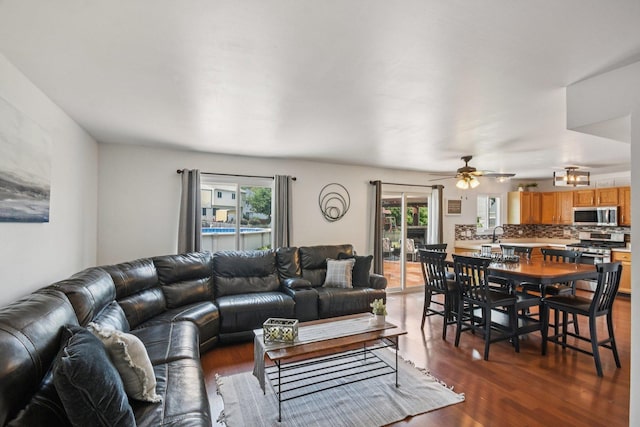 11 Misty Ct, South Elgin, IL 60177 - living area featuring wood finished floors and ceiling fan