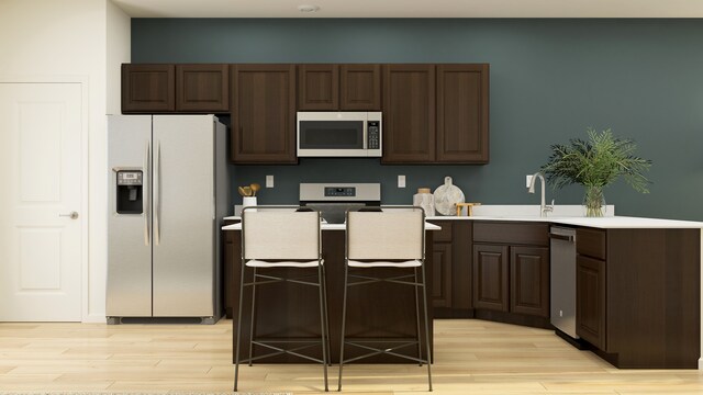 3709 Neubauer Cir, Lindenhurst, IL 60046 - kitchen featuring white microwave, fridge with ice dispenser, light wood-style floors, and light countertops