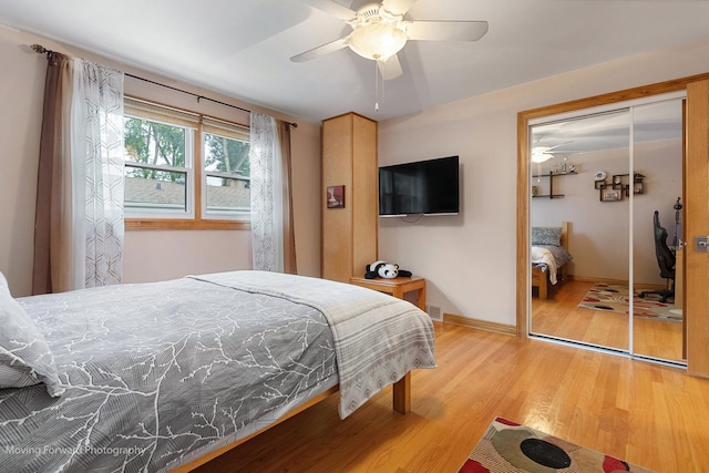 1145 S Chestnut Ave, Arlington Heights, IL 60005 - bedroom with light wood-type flooring, a closet, and a ceiling fan