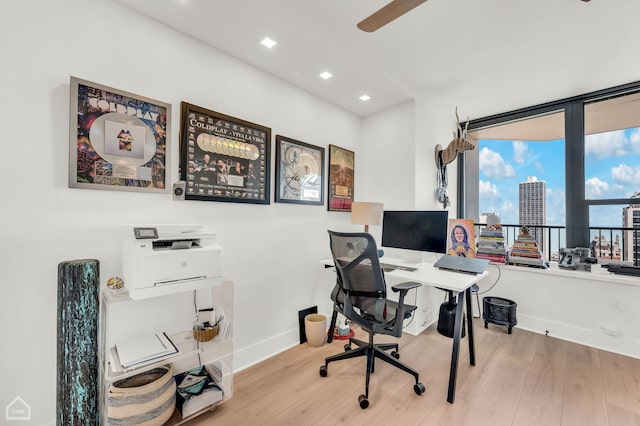 1560 N Sandburg Ter Unit 2810J, Chicago, IL 60610 - office space with wood finished floors, ceiling fan, and recessed lighting