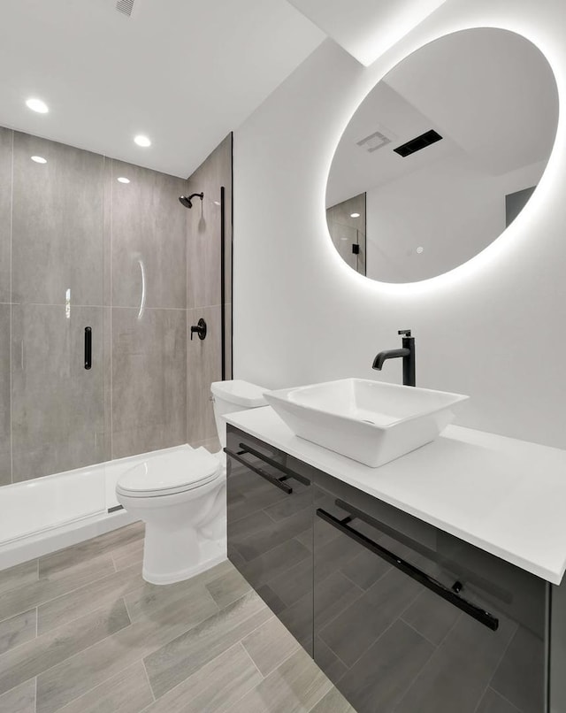 1444 W 49th Pl, Chicago, IL 60609 - full bath with vanity, a stall shower, and recessed lighting