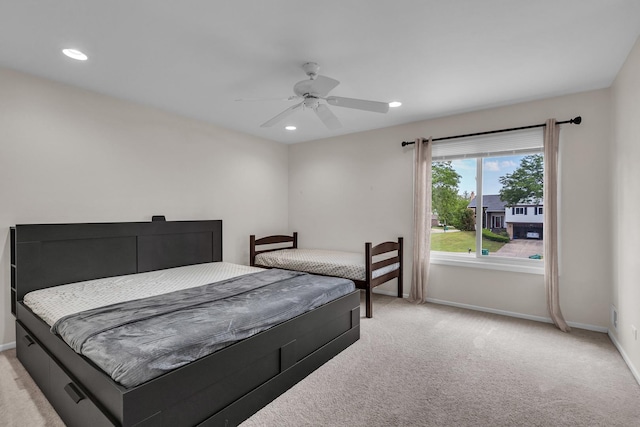 633 Buckthorn Ter, Buffalo Grove, IL 60089 - bedroom with light colored carpet, recessed lighting, and ceiling fan