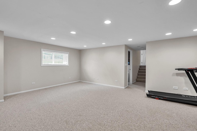 633 Buckthorn Ter, Buffalo Grove, IL 60089 - below grade area with carpet, stairs, and recessed lighting