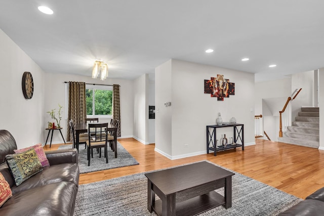633 Buckthorn Ter, Buffalo Grove, IL 60089 - living area featuring stairs, light wood-type flooring, and recessed lighting