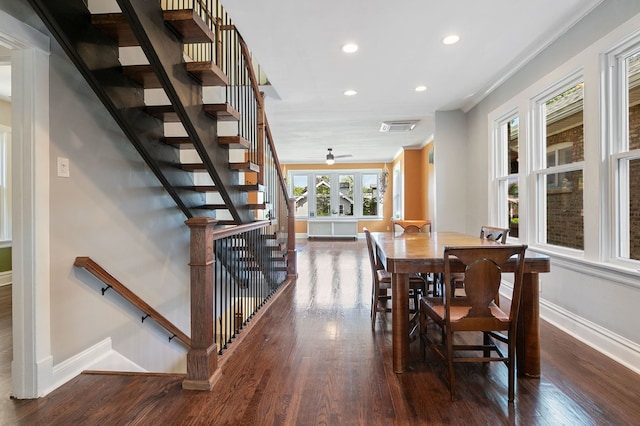 919 N Harvey Ave, Oak Park, IL 60302 - dining room featuring wood finished floors, recessed lighting, and ceiling fan