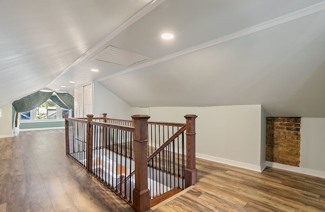 919 N Harvey Ave, Oak Park, IL 60302 - bonus room featuring hardwood / wood-style floors and vaulted ceiling